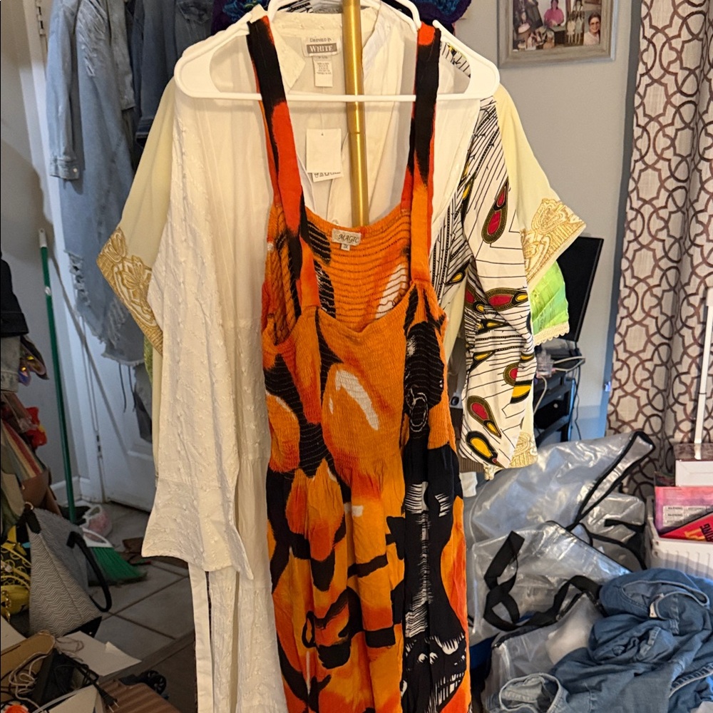 Magic Orange and Black Abstract Maxi Dress